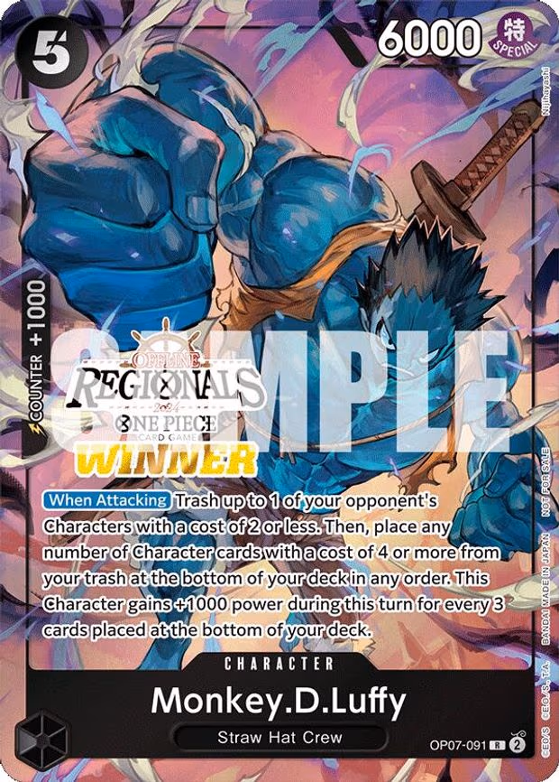 Monkey.D.Luffy (091) (Offline Regional 2024 Vol. 3) [Winner] - R (OP07-091)